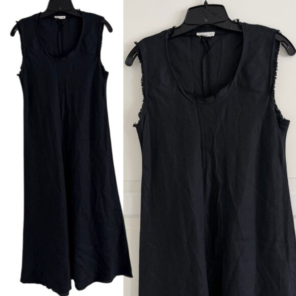 Eileen Fisher Black Fringe Sleeveless Midi Dress Size XS 41861 - Picture 1 of 7